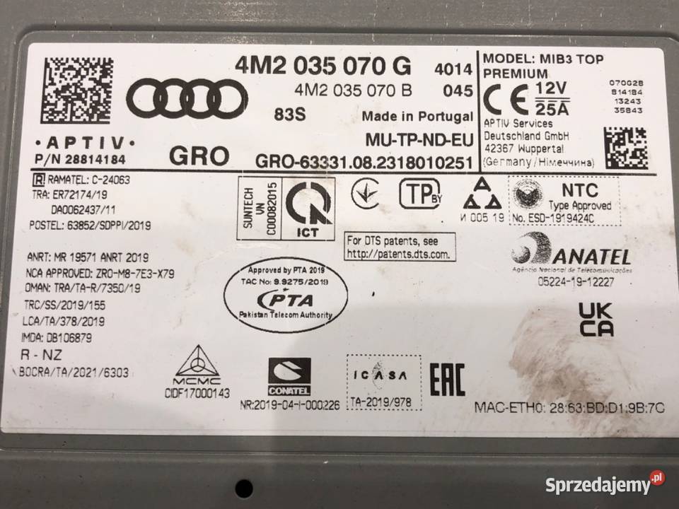 CZYTNIK NAWIGACJI AUDI A6 C8 4M2035070G podkarpackie