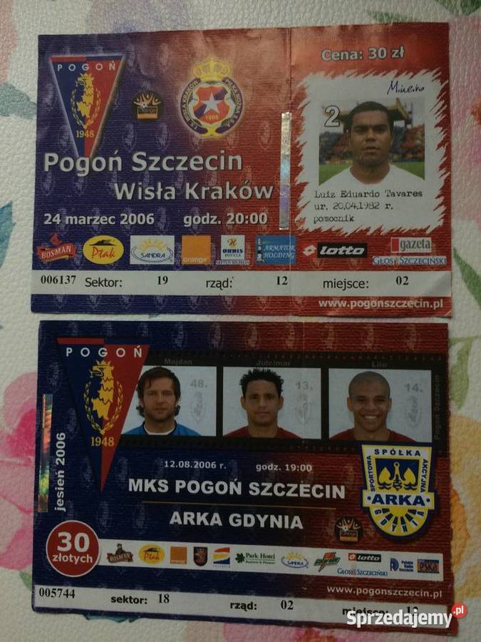1171 Bilety Pogoni Szczecin 2006 R Antyki, Sztuka, Kolekcje zachodniopomorskie sprzedam