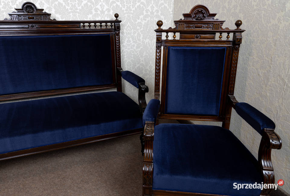 Neorenesansowy salonik sofa dwa fotele komplet Swarzędz