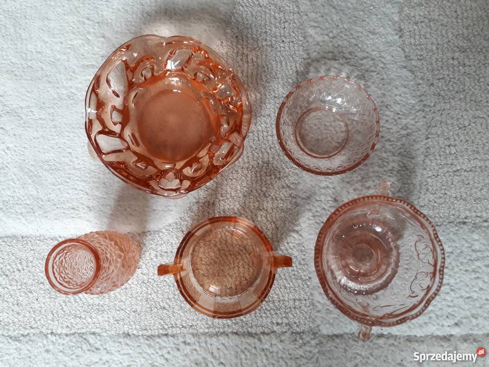 Różowe szkło kuchenne lata 60te mazowieckie Warszawa
