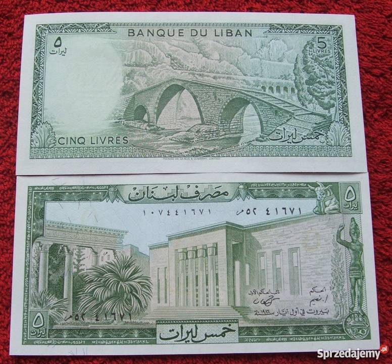 LIBAN 5 LIVRES Kolekcjonerski Banknot 1 sztuka