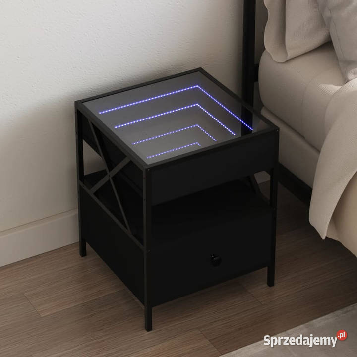 Stolik nocny z LED Infinity czarny 40x40x51 Warszawa