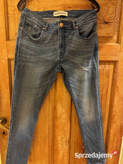 Spodnie męskie jeansy 44 granatowe Retro Brand Rozmiar L śląskie Częstochowa