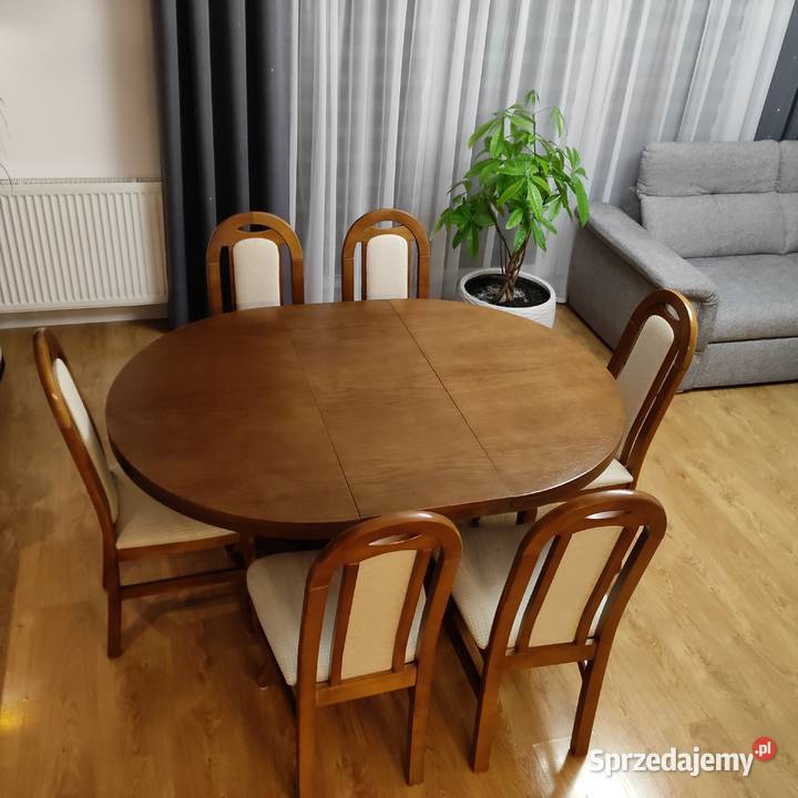 Stół okrągły rozkładany 6 krzeseł sprzedam