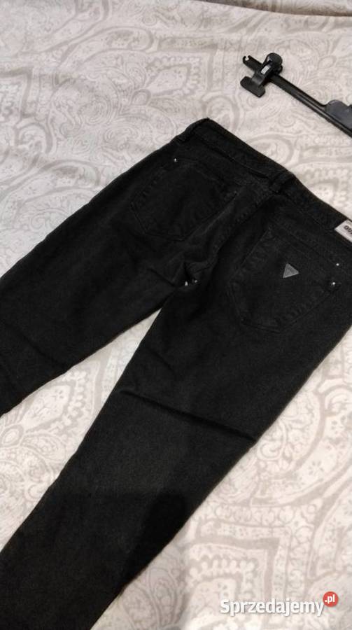 Czarne Spodnie Jeans Damskie GUESS XS Dziury czarny Nowa Sól
