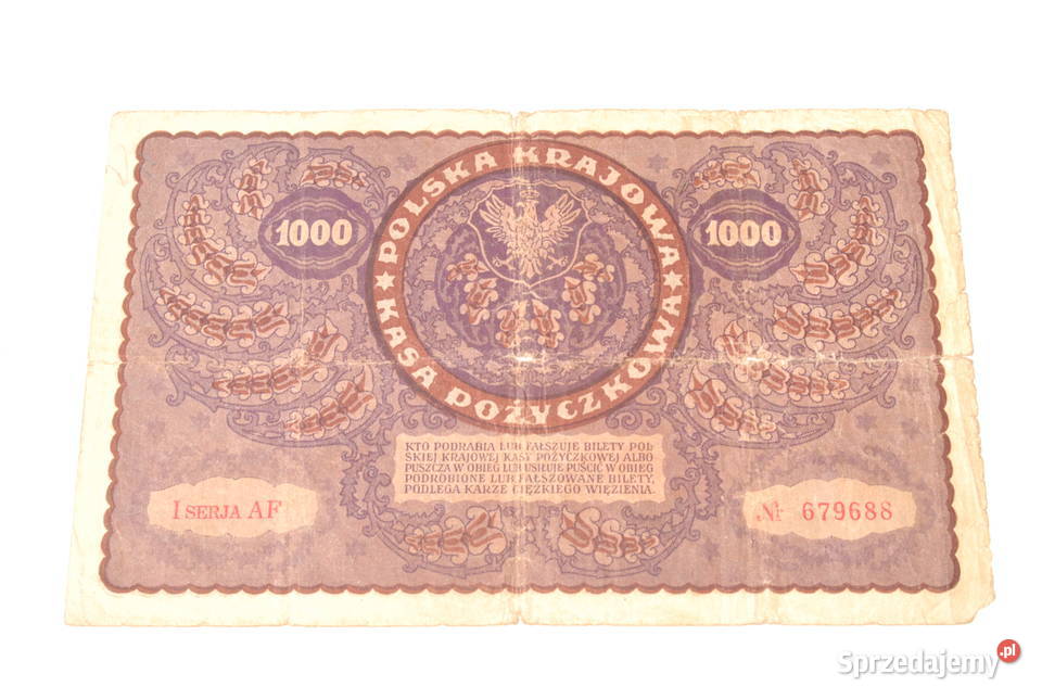 Stary banknot 1000 marek Polskich 1919 I ser śląskie Cieszyn