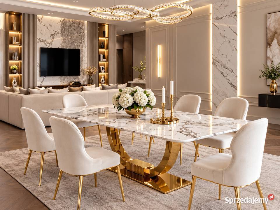 Stół glamour złoty ekskluzywny w stylu Art Deco 75cm Warszawa