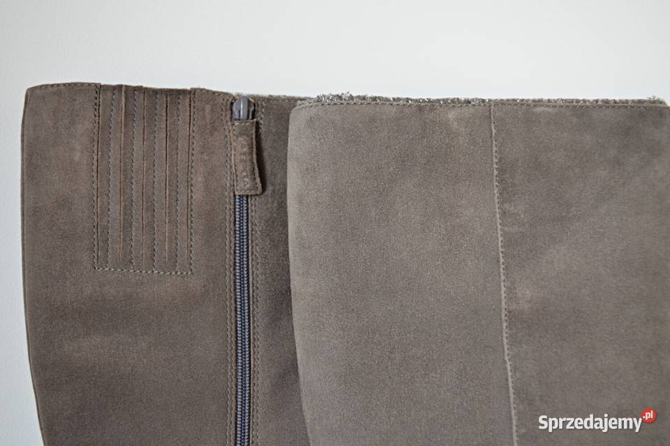 SZARY PRZYJEMNY ZAMSZ kozaki na wygodnej szpilce Rozmiar 37,5 Białystok