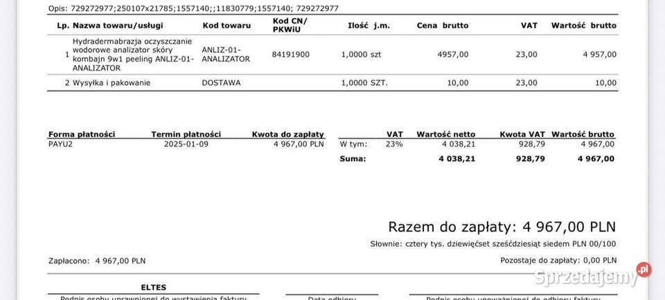 Kombajn kosmetyczny 9w1 z analizatorem skóry dolnośląskie Wałbrzych sprzedam