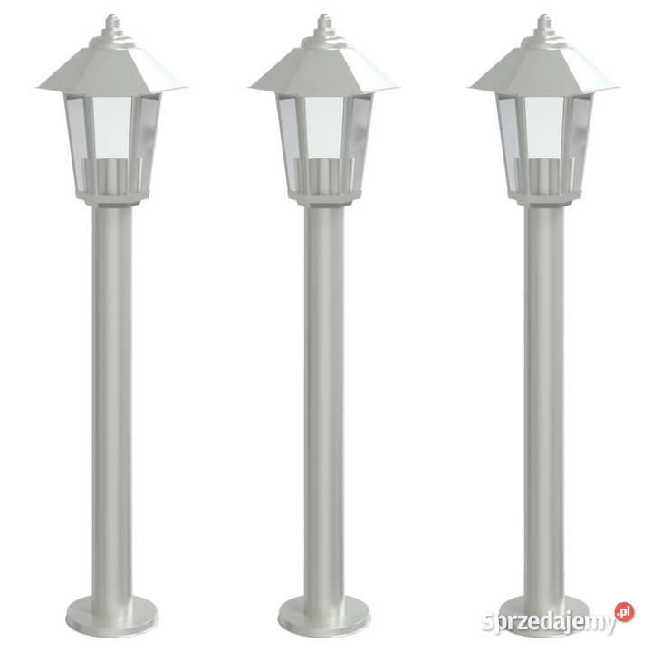 Lampy ogrodowe na słupku 3 srebrne 80 stal Warszawa sprzedam