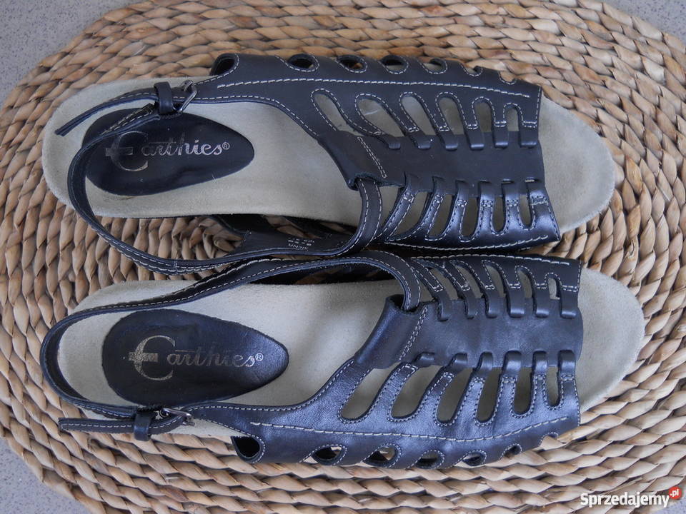 Earthies Siena 100 Skóra piękne Sandały Mega czarny Łęczna