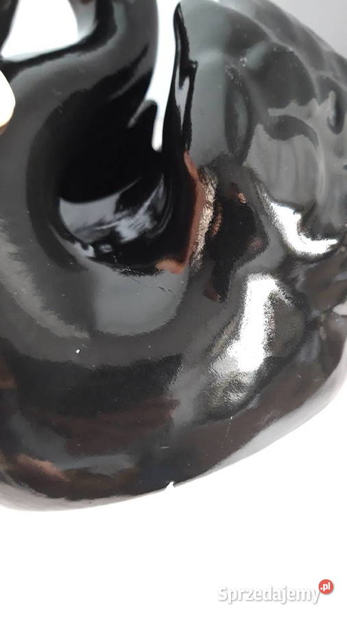 Czarny łabędź ceramiczny Austria Gmundner czarny Dom i Ogród Głuchołazy