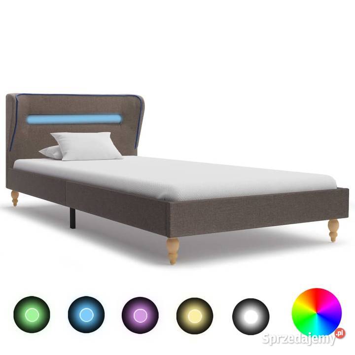 vidaXL Rama łóżka z LED, taupe, tapicerowana 280612