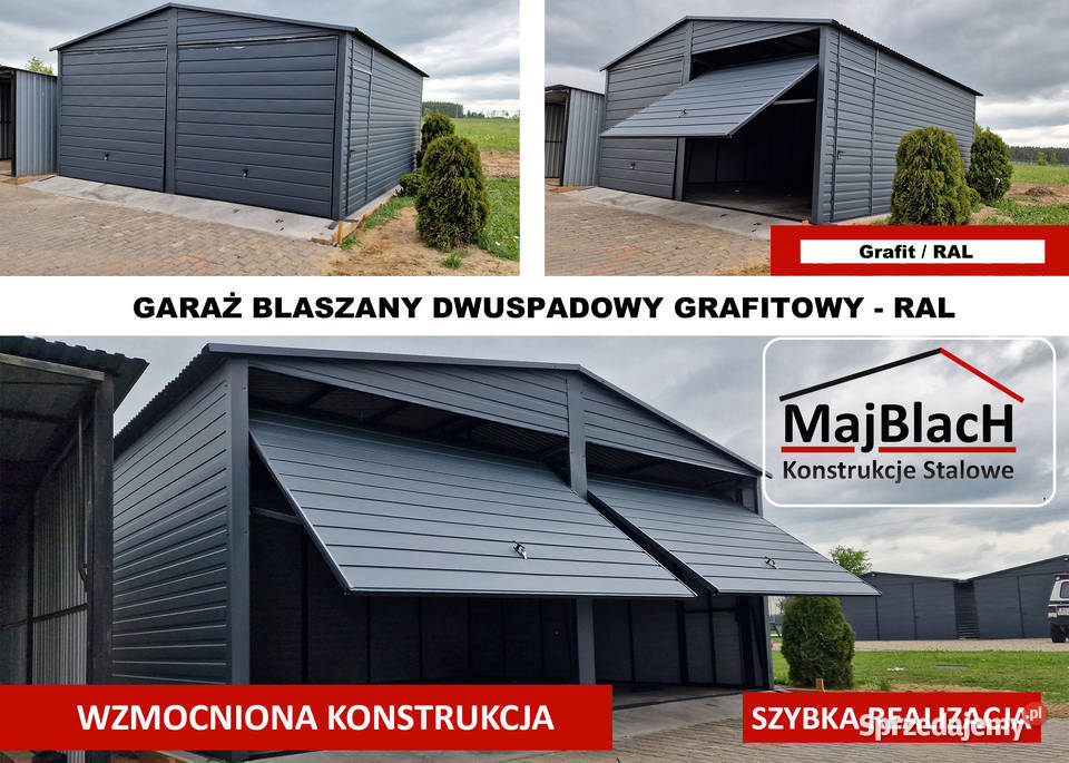 Ładny Garaż Blaszany Grafit 6x6 Blaszak samodzielny małopolskie Gorlice