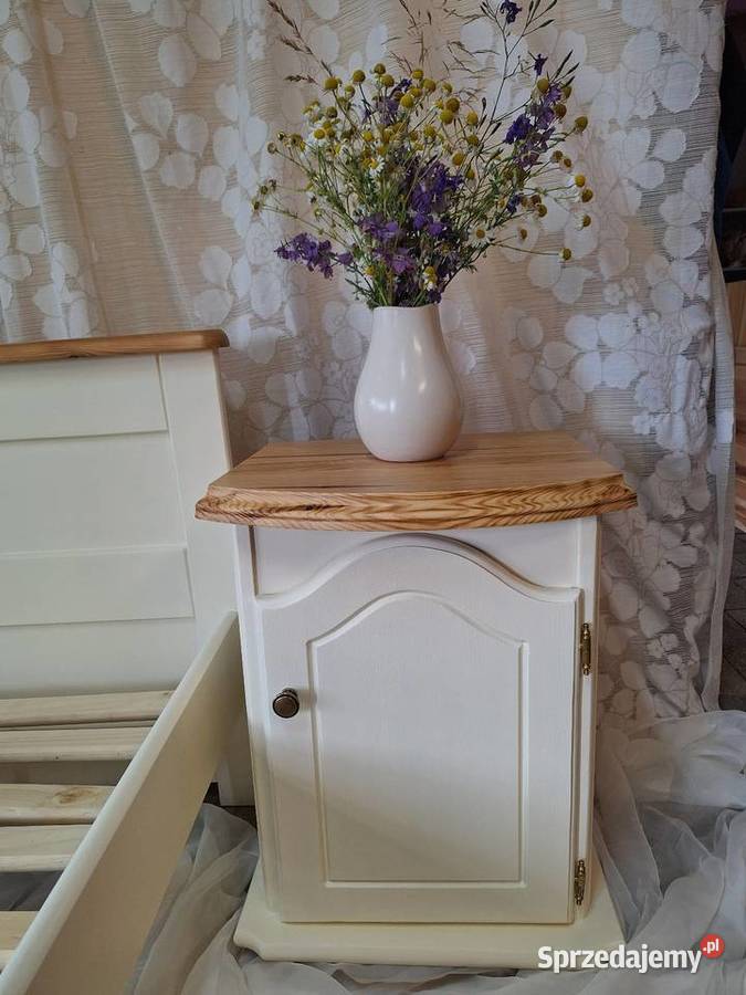 łóżko 2 szafki nocne drewniane sosnowe Dubeczno