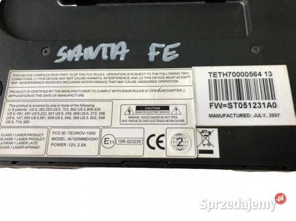 ODTWARZACZ DVD SANTA FE 0612 osobowe sprzedam