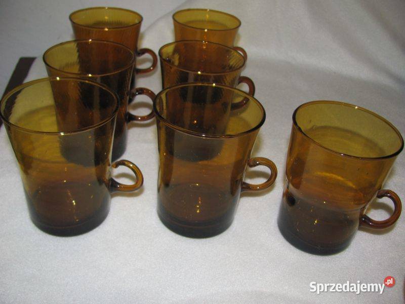 szklanki i dzbanek z PRLu miodowy zestaw 71
