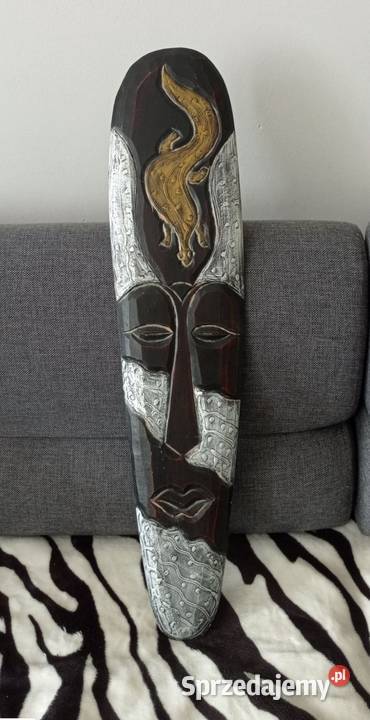 Duza drewniana afrykanska maska obraz Szczecin