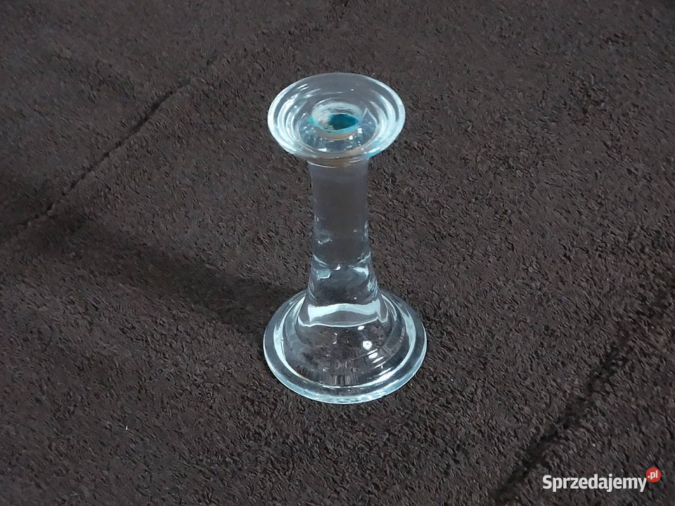 Elegancki szklany świecznik Solidne grube szkło Biłgoraj