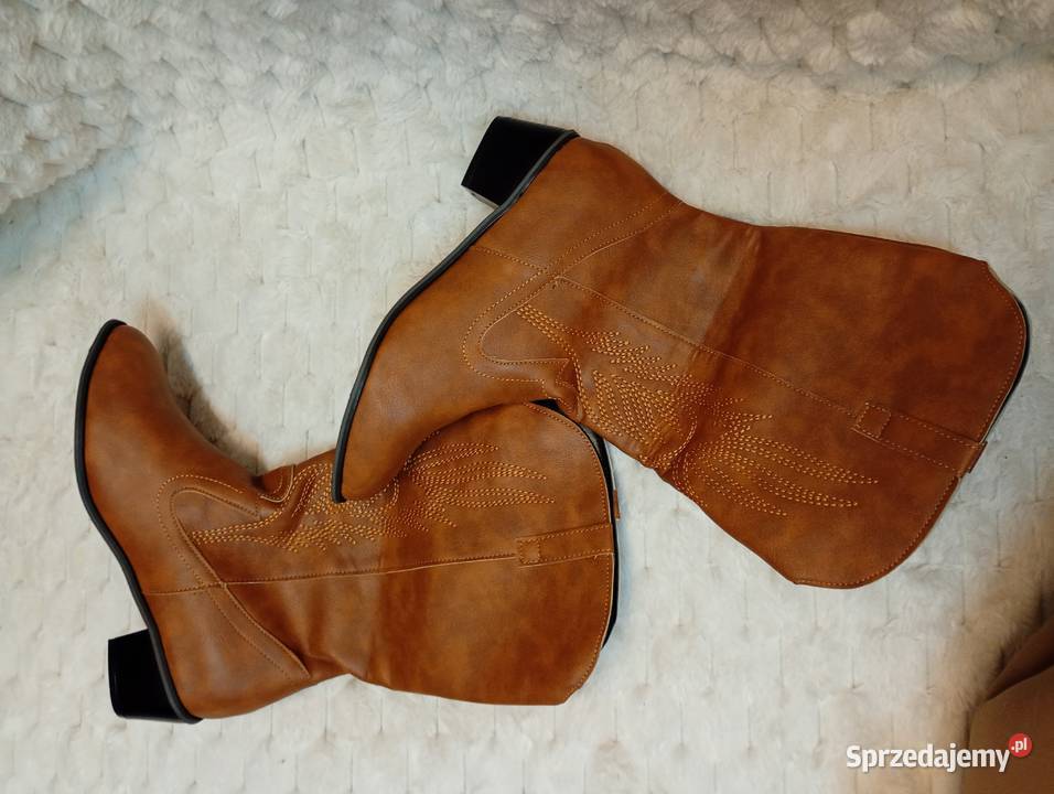 42 Brązowe zdobione Kozaki kowbojki wieczorowe 25.5cm sprzedam