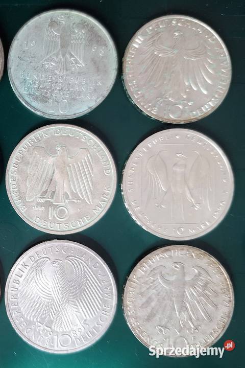 Zestaw Monet Ag 10 DM x 12 zestaw 3 Numizmatyka