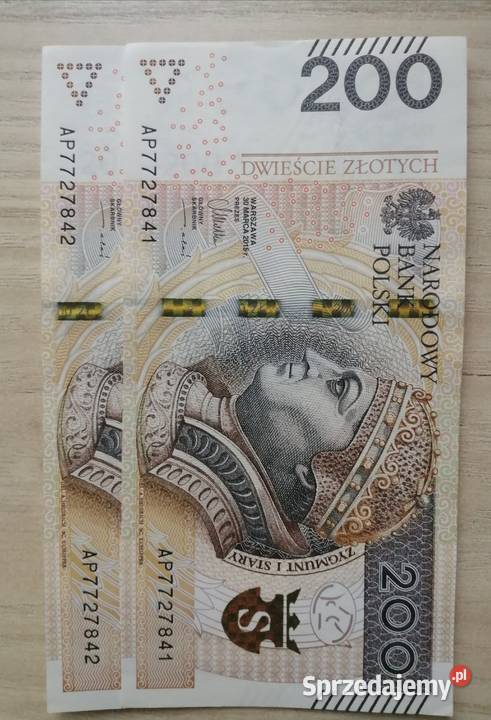 Banknot 200zl z 2015r seria A i B CIEKAWE NUMERY Bytom