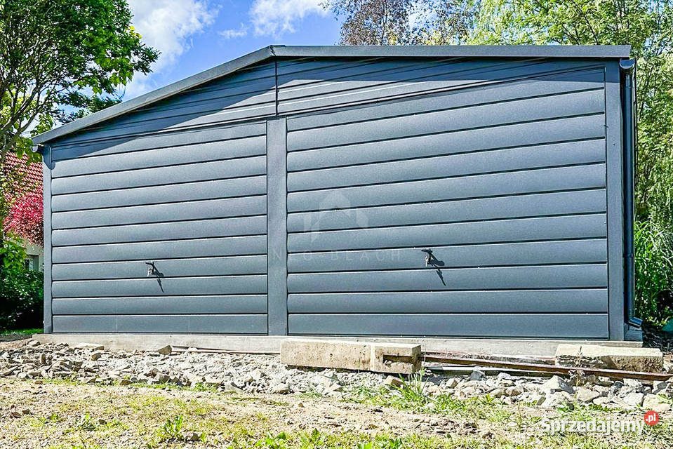 Garaż Blaszany 6x58m 2x Brama Uchylna Rynny