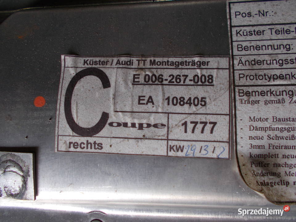 audi TT 98r mechanizm lewy prawy podnośnik szyby Zamość
