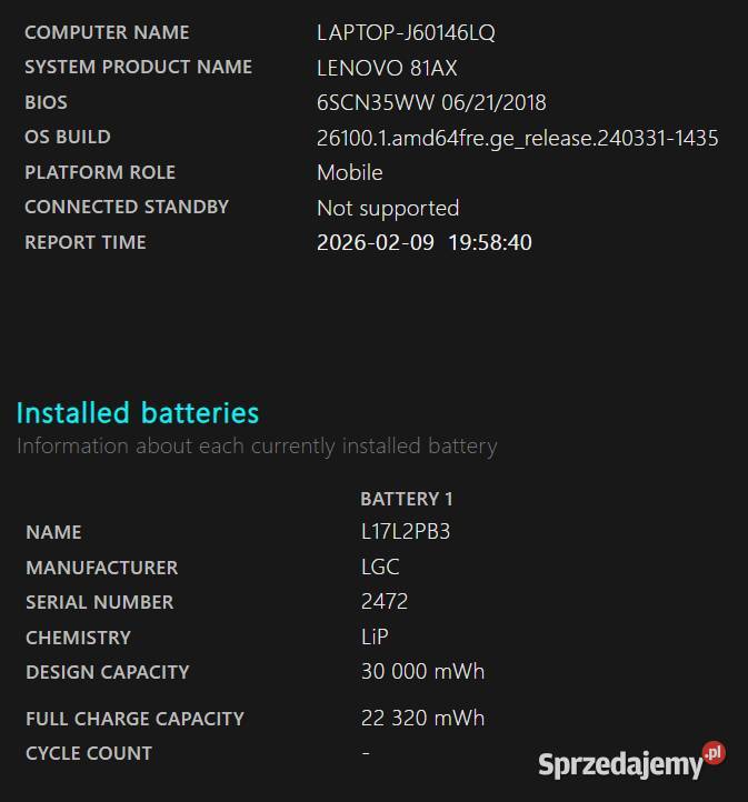 Lenovo V33015IKB i58250U 8GB SSD 256GB Win 11