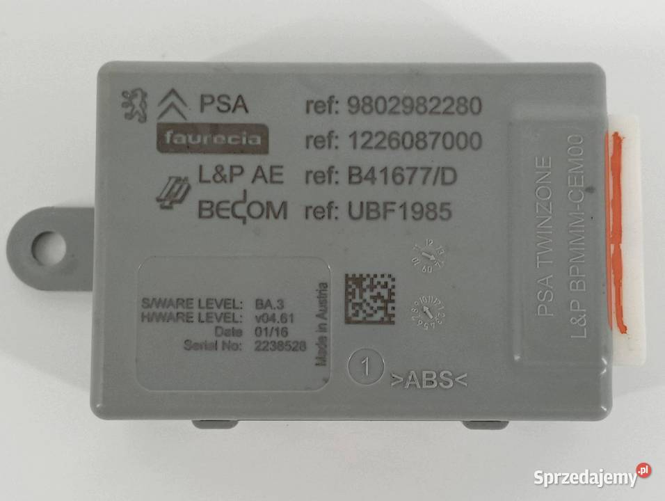 MODUŁ FOTELA 9802982280 9673891680 Peugeot 308 Komputery
