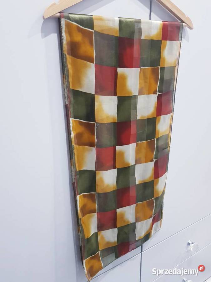 Długi lekki damski szal chusta w kratkę Dąbrowa Górnicza