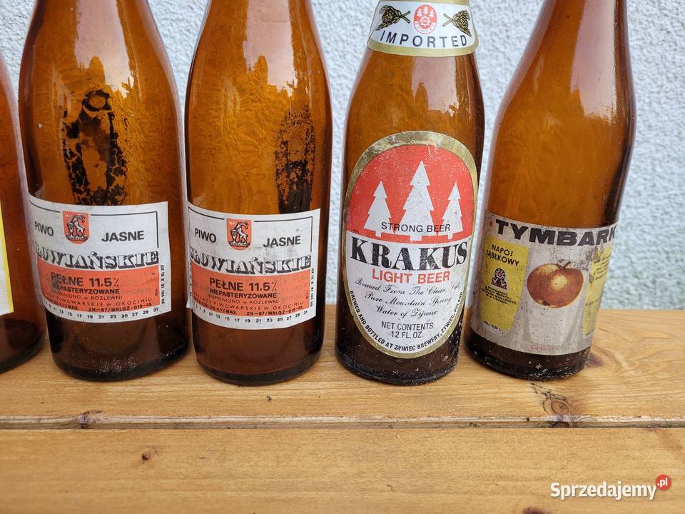 Stare butelki piwie butelki napojach PRL