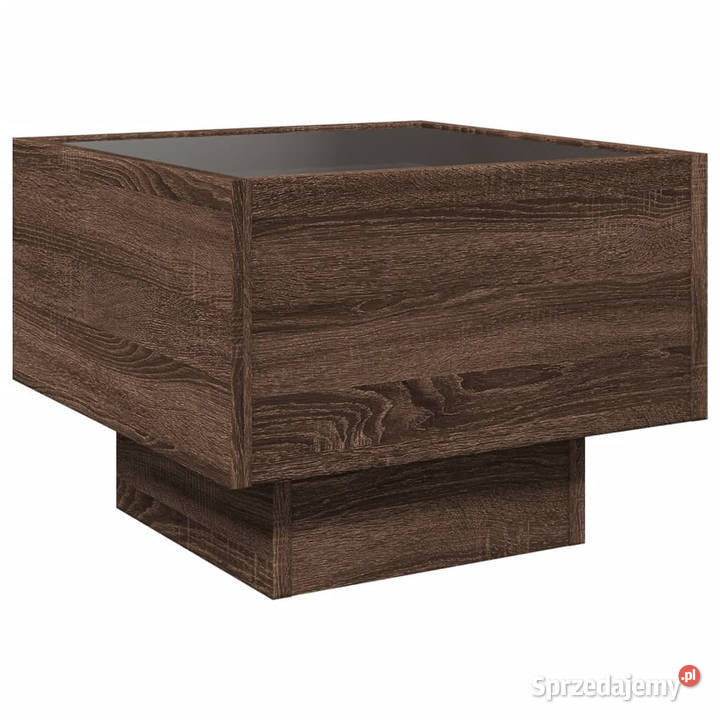 Stolik boczny z LED brązowy dąb 40x40x30 Warszawa