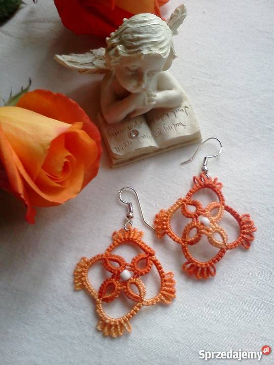 Kolczyki Frywolitkowe Wiśniowa