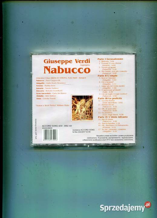giuseppe Verdi Nabucco Płyta CD Szczecin