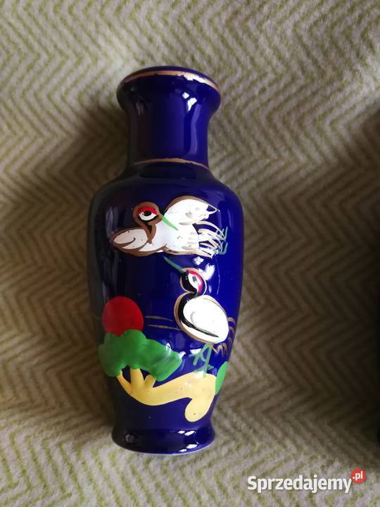 Para wazoników retro PRL Kobalt Chińskie żurawie Szczecin sprzedam