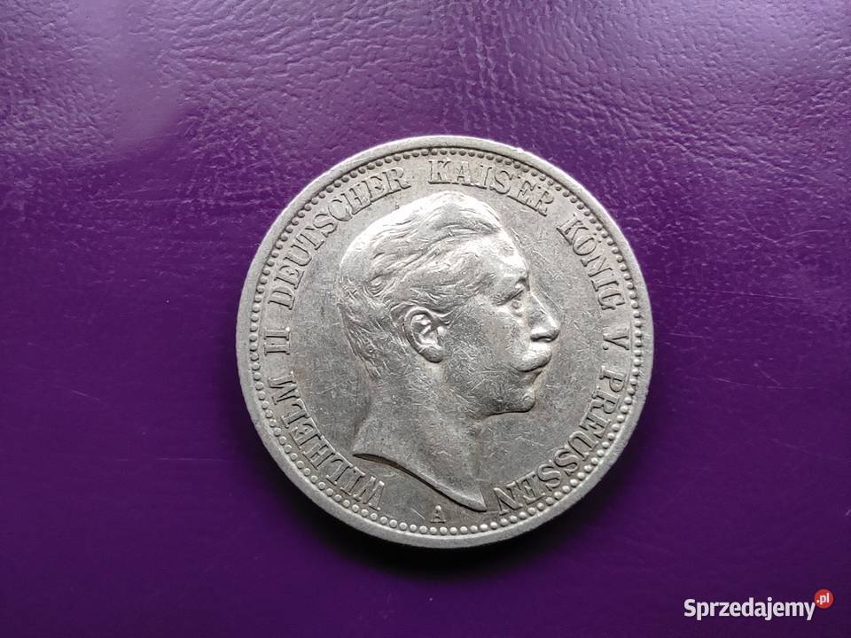 Moneta PRUSY 2 MARKI 1907 A Srebro Piękna Pruszków