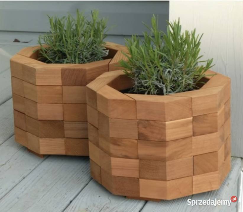 Drewniana donica sześciokątna 65 sprzedam