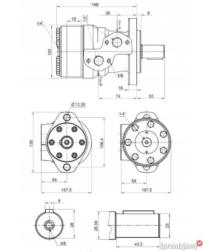 Silnik Hydrauliczny 200 3 GR2 Mocowanie Kołnierz Solec Kujawski sprzedam