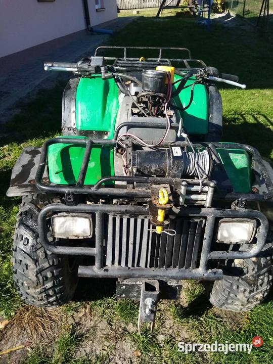 Quad kawasaki klf 400 4x4 z wyciągarką i pługiem nieuszkodzony Rakszawa