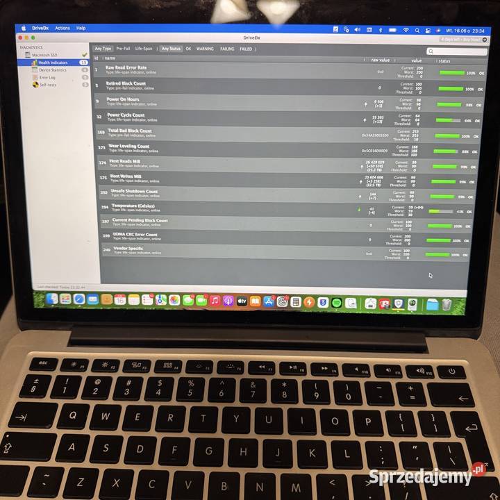 Dysk SSD Apple 512GB Samsung 100 Kondycji A1465 Pojemność 500