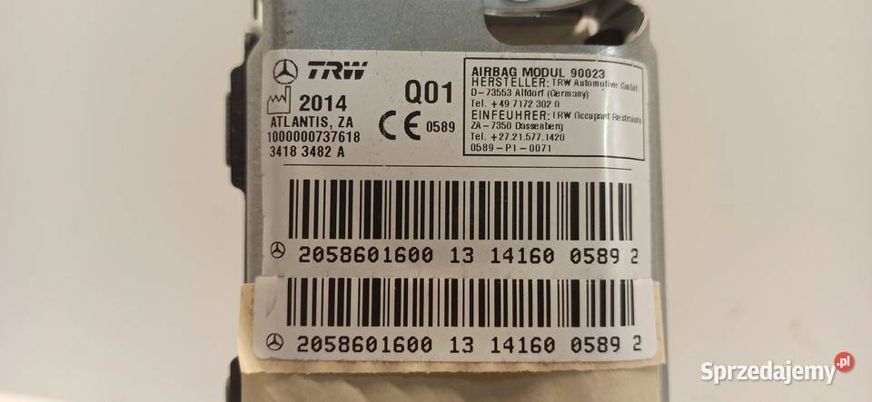 MERCEDES W205 PODUSZKA AIRBAG KOLANOWA