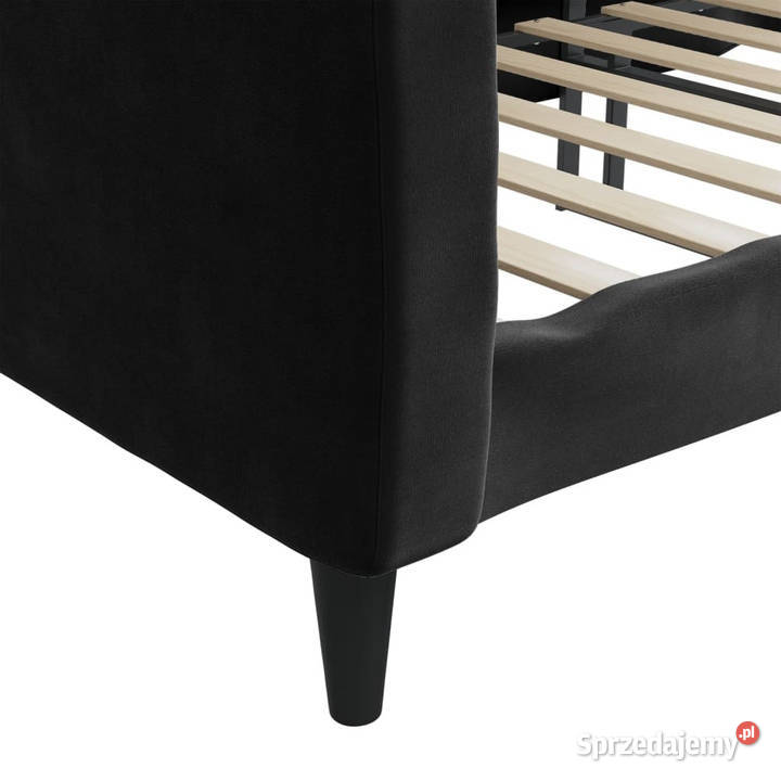 Sofa z funkcją spania czarna obita aksamitem 100cm Warszawa
