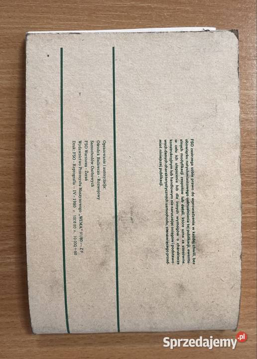Instrukcja obsługi samochodu FSO Polonez 1980r Rok wydania 1980 Grudziądz