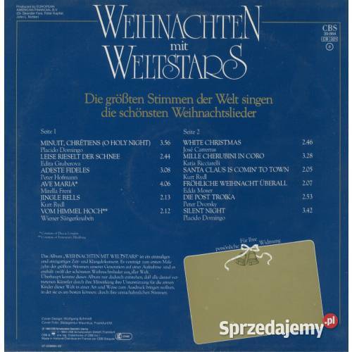 Weihnachten mit Weltstars LP Placido Domingo Jos Muzyka śląskie