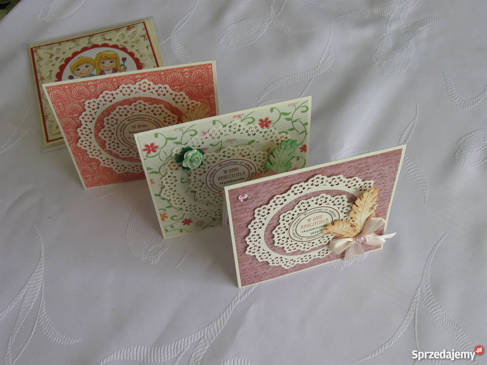 Dzień Nauczyciela Kartki Handmade z piórkami kujawsko-pomorskie Zbójno