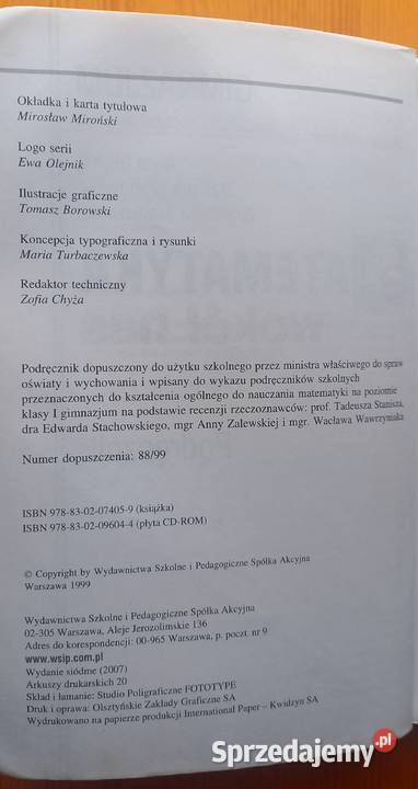 Matematyka podręcznik i zbiór zdań kl 1 Podręczniki mazowieckie Małkinia Górna