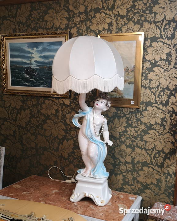 Porcelanowa wielka lampa figuralna Wałbrzych