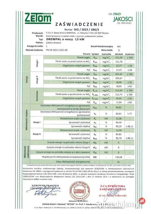 Kocioł co zgazowujący drewno DREWPAL moc 13 kW podlaskie