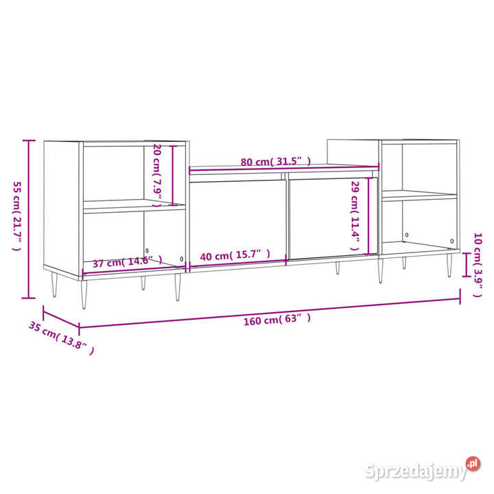 Szafka pod telewizor szary dąb sonoma 160x35x55 Warszawa